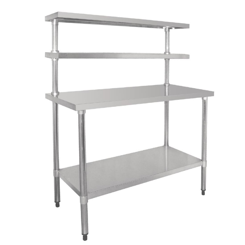 Tavolo in acciaio inossidabile con 2 ripiani superiori 1800 x 600 mm - Vogue - Fourniresto Tavolo in acciaio inossidabile con 2 ripiani superiori 1800 x 600 mm - Vogue - Fourniresto