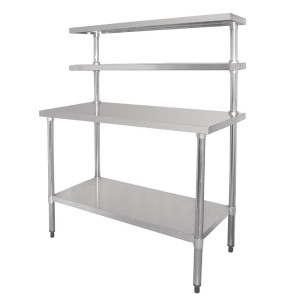 Tavolo in acciaio inossidabile con 2 ripiani superiori 1800 x 600 mm - Vogue - Fourniresto