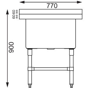 Lavello Profondo Con Schienale 100 L 770 X 600 Mm - Vogue - Fourniresto