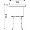 Lavello Profondo Con Schienale 100 L 770 X 600 Mm - Vogue - Fourniresto
