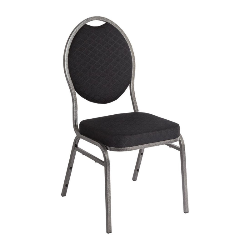Sedia da banchetto nera con schienale ovale - Set da 4 - Bolero - Fourniresto Sedia da banchetto nera con schienale ovale - Set da 4 - Bolero - Fourniresto