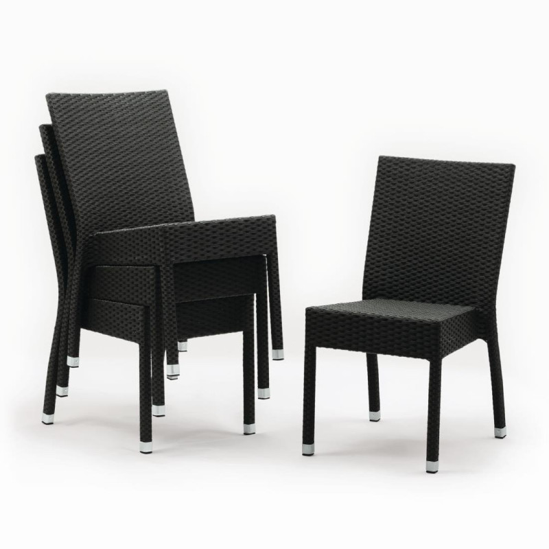 Sedia in rattan impilabile grigio antracite - Set da 4 - Bolero - Fourniresto Sedia in rattan impilabile grigio antracite - Set da 4 - Bolero - Fourniresto