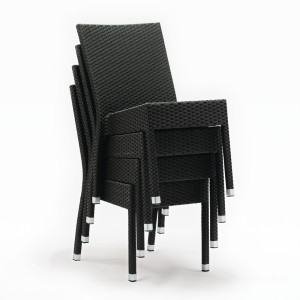 Sedia in rattan impilabile grigio antracite - Set da 4 - Bolero - Fourniresto