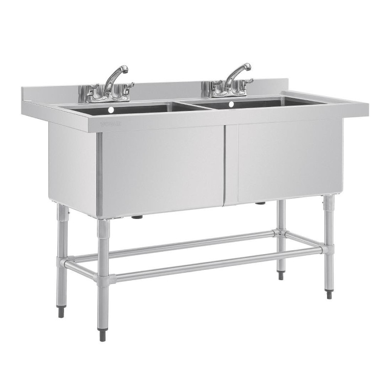 Doppio lavello profondo con schienale 2 x 100 L 1410 x 600 mm - Vogue - Fourniresto Doppio lavello profondo con schienale 2 x 100 L 1410 x 600 mm - Vogue - Fourniresto