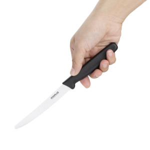 Coltello per pomodori lama dentata nera 10 cm - Hygiplas - Fourniresto