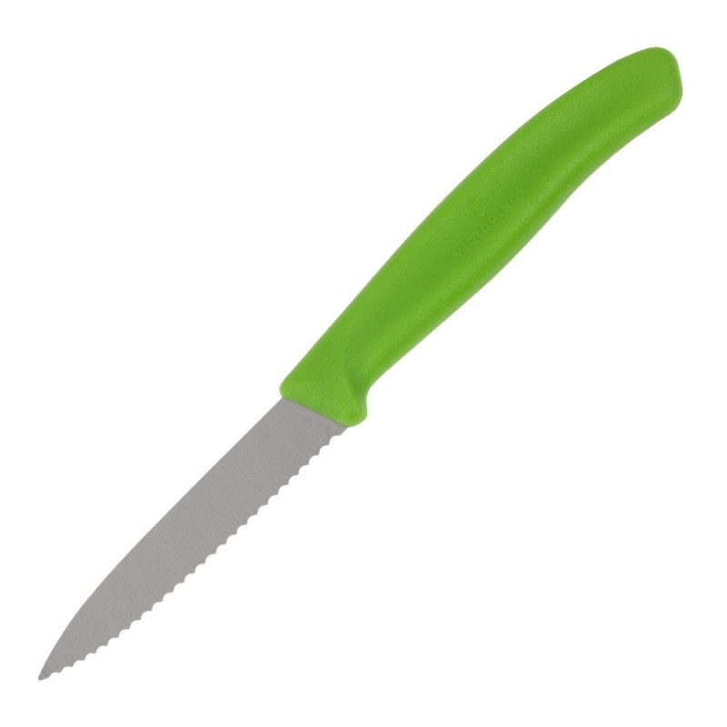 Coltello da cucina verde lama dentata 8 cm - Victorinox - Fourniresto Coltello da cucina verde lama dentata 8 cm - Victorinox - Fourniresto