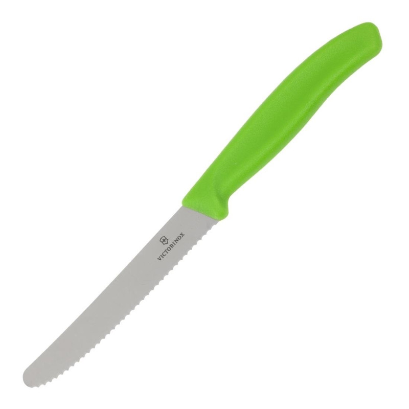 Coltello per pomodori verde lama dentellata 11 cm - Victorinox - Fourniresto Coltello per pomodori verde lama dentellata 11 cm - Victorinox - Fourniresto