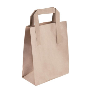 Piccola borsa di carta riciclata marrone 215 x 180 mm - Lotto da 250 - Fiesta Green - Fourniresto