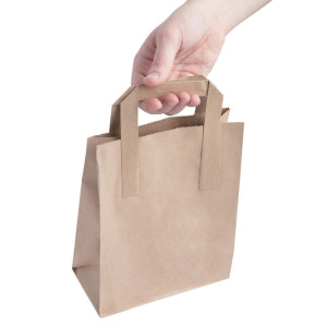 Piccola borsa di carta riciclata marrone 215 x 180 mm - Lotto da 250 - Fiesta Green - Fourniresto