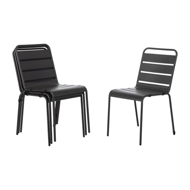 Sedia pieghevole a doghe grigia in acciaio - Set da 4 - Bolero - Fourniresto Sedia pieghevole a doghe grigia in acciaio - Set da 4 - Bolero - Fourniresto