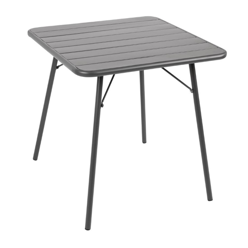 Tavolo a doghe grigio quadrato in acciaio 700 x 700 mm - Bolero - Fourniresto Tavolo a doghe grigio quadrato in acciaio 700 x 700 mm - Bolero - Fourniresto