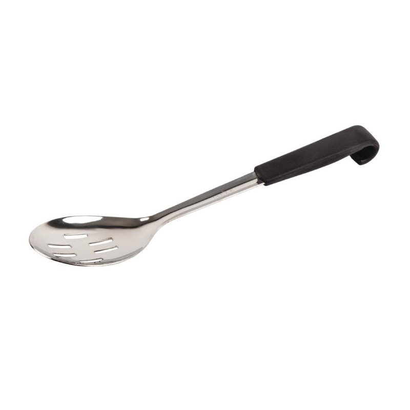 Cucchiaio da portata forato con manico nero in acciaio inossidabile 340 mm - Vogue - Fourniresto Cucchiaio da portata forato con manico nero in acciaio inossidabile 340 mm - Vogue - Fourniresto