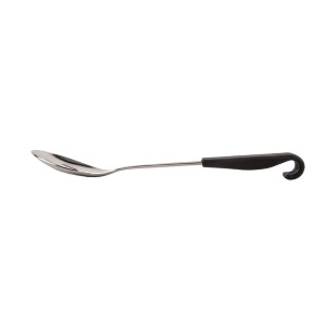 Cucchiaio da portata forato con manico nero in acciaio inossidabile 340 mm - Vogue - Fourniresto