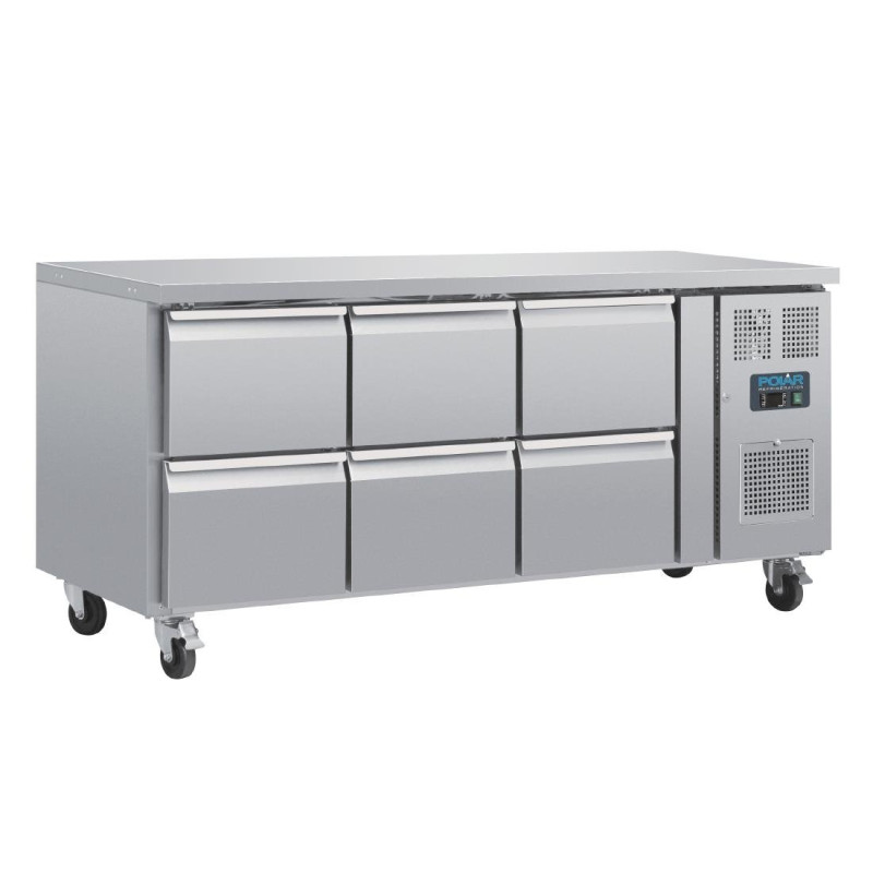 Tavolo Refrigerato GN 1/1 Ventilato 6 Cassetti Serie U 465L - Polar - Fourniresto Tavolo Refrigerato GN 1/1 Ventilato 6 Cassetti Serie U 465L - Polar - Fourniresto