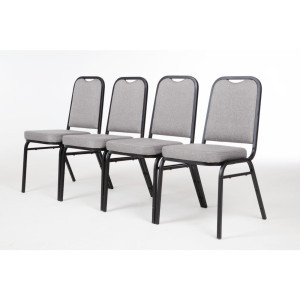 Sedia da banchetto con schienale quadrato e tessuto grigio - Set da 4 - Bolero - Fourniresto