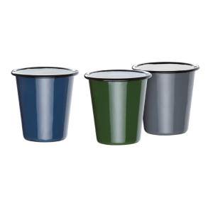 Tazze in Acciaio Smaltato Blu e Nero 350ml - Set da 6 - Olympia - Fourniresto