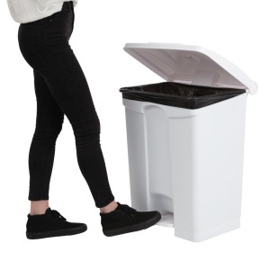 Cestino per la raccolta differenziata della cucina con pedale bianco 65L - Jantex - Fourniresto