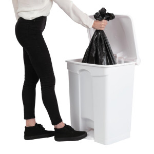 Cestino per la raccolta differenziata della cucina con pedale bianco 65L - Jantex - Fourniresto