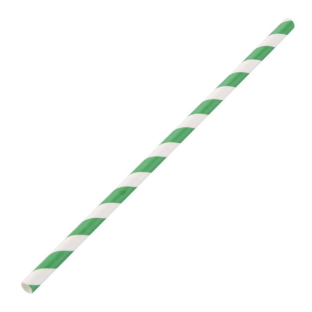 Canne di carta compostabili a righe verde e bianco 210mm - Confezione da 250 - Fiesta Green - Fourniresto