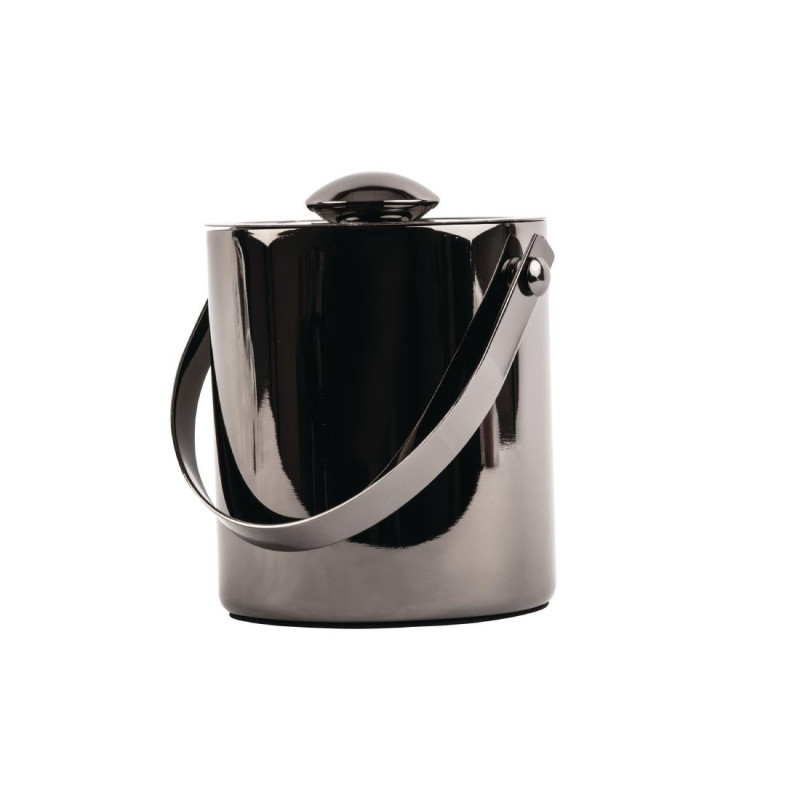 Secchiello per ghiaccio grigio titanio a doppia parete con coperchio da 1 L - Olympia - Fourniresto Secchiello per ghiaccio grigio titanio a doppia parete con coperchio da 1 L - Olympia - Fourniresto