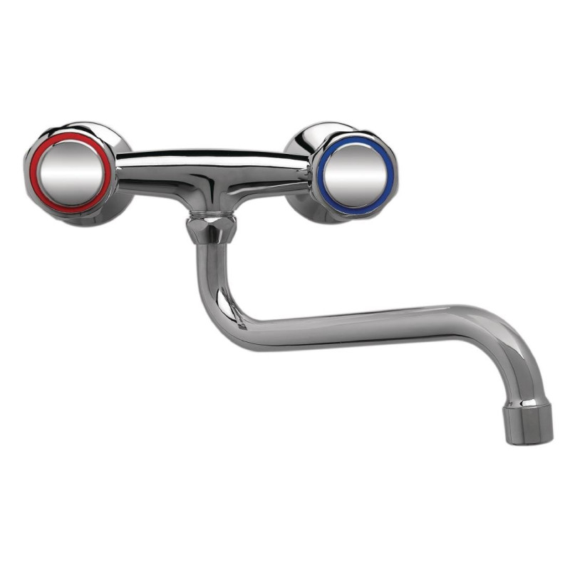 Rubinetto miscelatore standard a parete con bocca bassa - L 300mm - FourniResto Rubinetto miscelatore standard a parete con bocca bassa - L 300mm - FourniResto