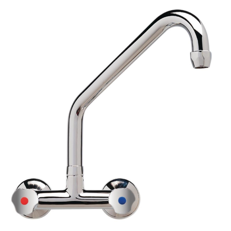 Rubinetto miscelatore monocomando standard a parete con canna alta da 200 mm - FourniResto Rubinetto miscelatore monocomando standard a parete con canna alta da 200 mm - FourniResto