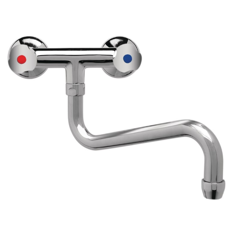 Rubinetto miscelatore Bitrou modello pesante 3/4" fissaggio a parete collo basso - L 200mm - FourniResto Rubinetto miscelatore Bitrou modello pesante 3/4" fissaggio a parete collo basso - L 200mm - FourniResto