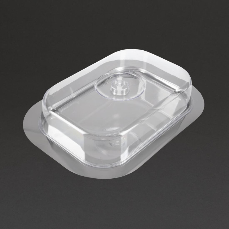 Vassoio rettangolare in acciaio inossidabile con coperchio trasparente - APS - Fourniresto Vassoio rettangolare in acciaio inossidabile con coperchio trasparente - APS - Fourniresto