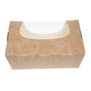 Barquette per insalata Kraft riciclabili con finestra in acetato - 825 ml - Lotto da 200 - Colpac