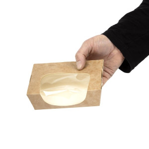 Barquette per insalata Kraft riciclabili con finestra in acetato - 825 ml - Lotto da 200 - Colpac