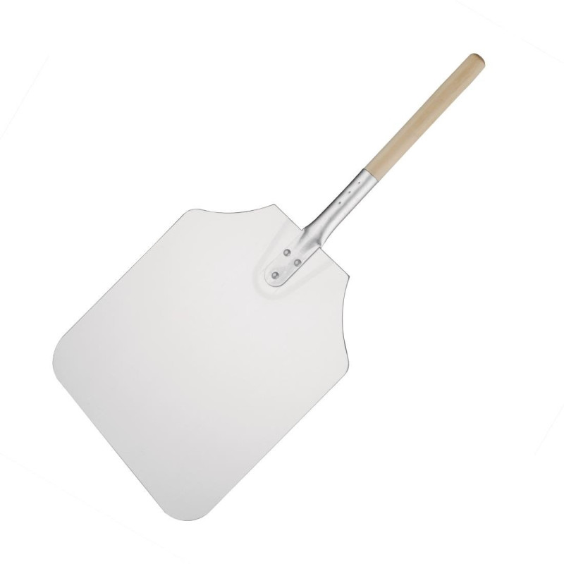 Pala per pizza in alluminio con manico in legno - 305 x 355 mm - Vogue - Fourniresto Pala per pizza in alluminio con manico in legno - 305 x 355 mm - Vogue - Fourniresto