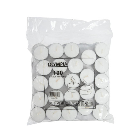 Candele da tavolo 4 ore - Lotto da 100 - Olympia - Fourniresto