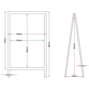 Pannello da marciapiede con cornice in legno 850 x 500 mm - Olympia - Fourniresto