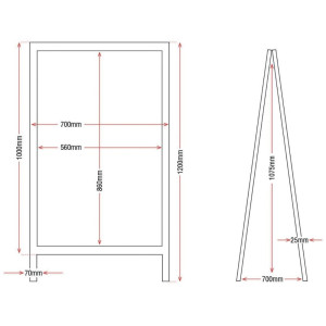 Pannello da marciapiede con cornice in legno 1200 x 700 mm - Olympia - Fourniresto