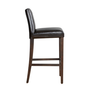 Sgabello da bar alto con schienale in similpelle - Marrone scuro - Bolero - Fourniresto