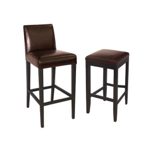 Sgabello da bar alto con schienale in similpelle - Marrone scuro - Bolero - Fourniresto