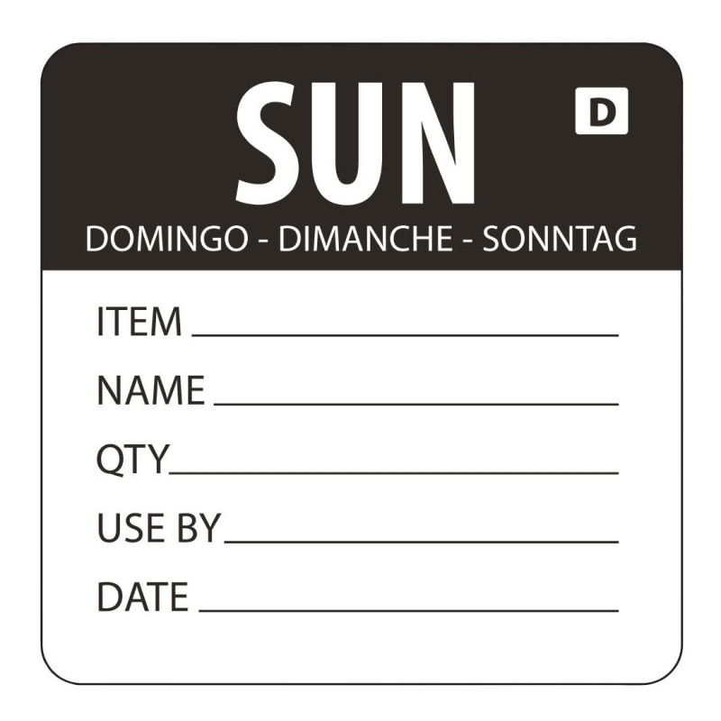 Etichette Solubili Giorno Della Settimana "Domenica" - Rotolo da 250 - Vogue Etichette Solubili Giorno Della Settimana "Domenica" - Rotolo da 250 - Vogue