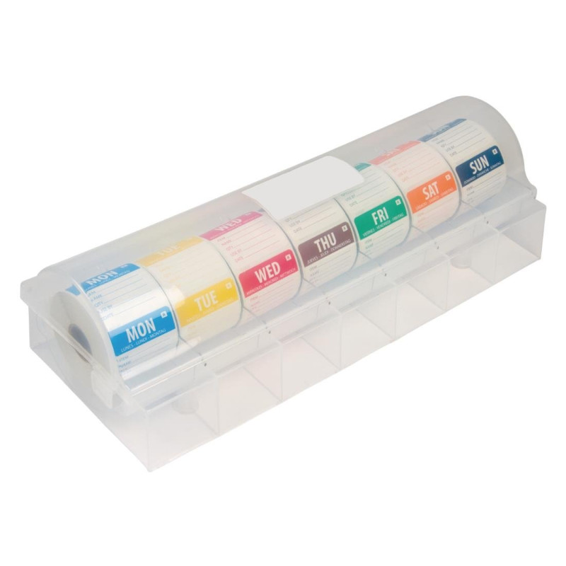 Etichette alimentari solubili a codice colore con distributore 50mm - Vogue Etichette alimentari solubili a codice colore con distributore 50mm - Vogue