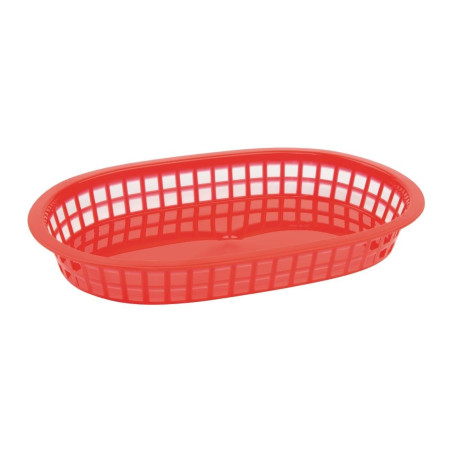 Set di 6 cestini alimentari ovali in polipropilene rosso - Marca Olympia