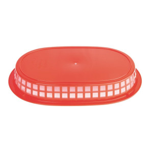 Set di 6 cestini alimentari ovali in polipropilene rosso - Marca Olympia