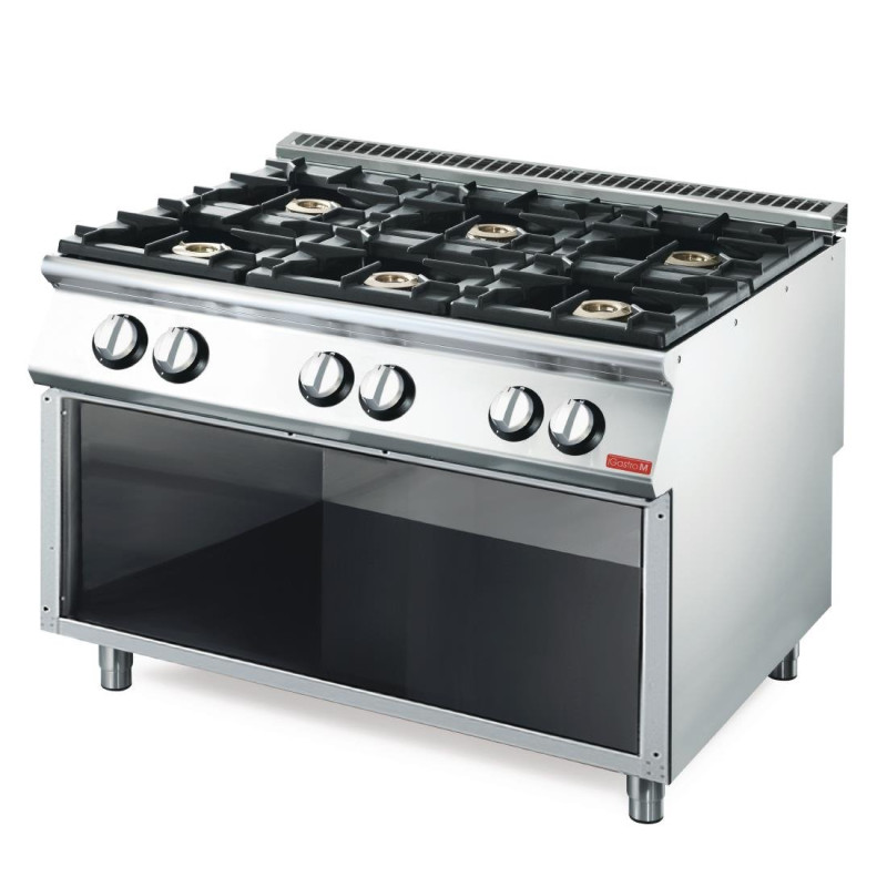 Fornello a gas 6 fuochi vivi 700 su mobile aperto - Gastro M Fornello a gas 6 fuochi vivi 700 su mobile aperto - Gastro M