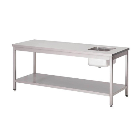 Tavolo del chef in acciaio inossidabile con ripiano basso - L 1600 x P 700mm - Gastro M - Fourniresto