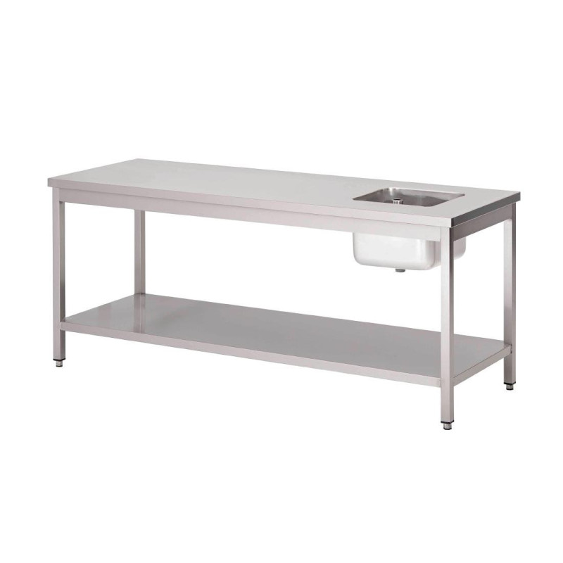 Tavolo del chef in acciaio inossidabile con ripiano basso - L 2000 x P 700 mm - Gastro M Tavolo del chef in acciaio inossidabile con ripiano basso - L 2000 x P 700 mm - Gastro M