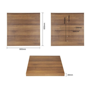 Piatto Tavolo Quadrato Effetto Legno Rovere Rustico - L 600mm - Bolero