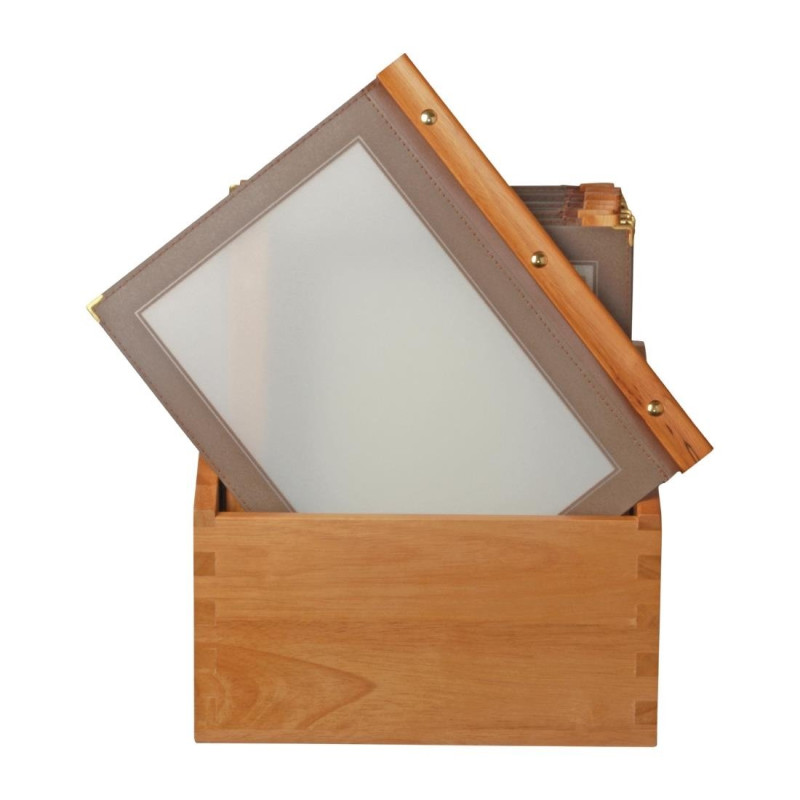 Proteggi-menu Cornice in Legno A4 Marrone - Securit - Fourniresto Proteggi-menu Cornice in Legno A4 Marrone - Securit - Fourniresto