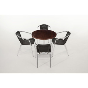 Poltrona in rattan impilabile nera e alluminio - Set da 4 - Bolero - Fourniresto