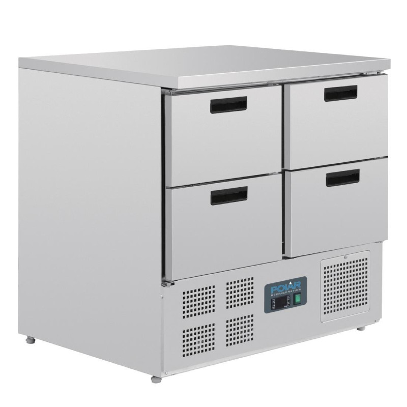Tavolo frigorifero compatto 4 cassetti 240L - Polar - Fourniresto Tavolo frigorifero compatto 4 cassetti 240L - Polar - Fourniresto