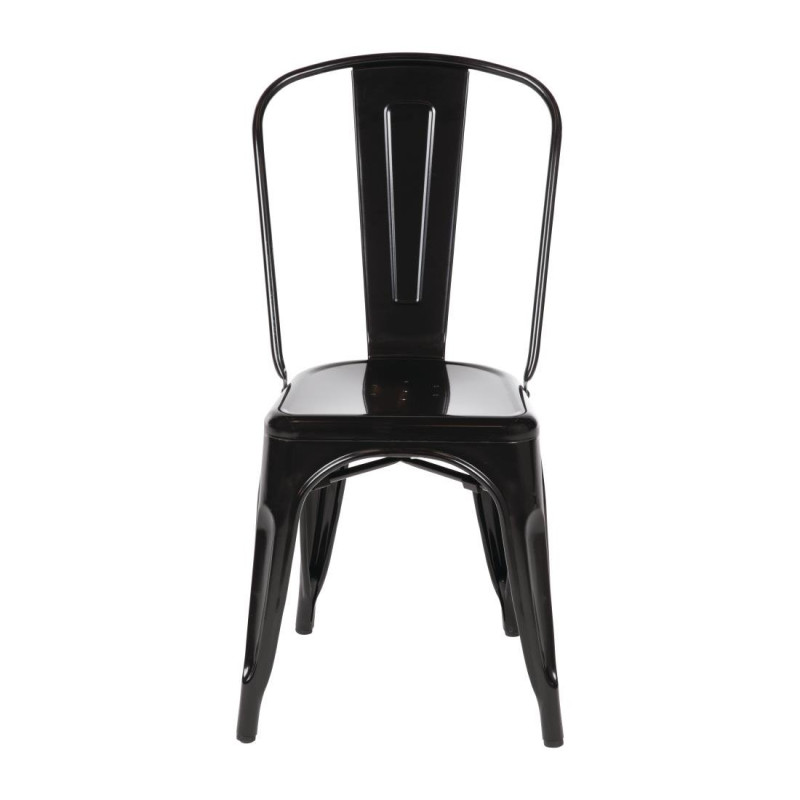 Sedie Bistrot Impilabili in Acciaio - Nero - Set di 4 - Bolero Sedie Bistrot Impilabili in Acciaio - Nero - Set di 4 - Bolero