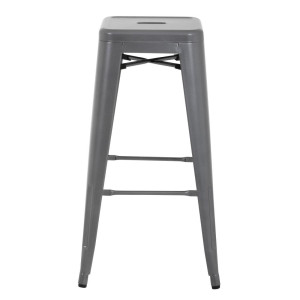 Sgabelli alti in acciaio zincato grigio metallizzato - Set di 4 - Bolero