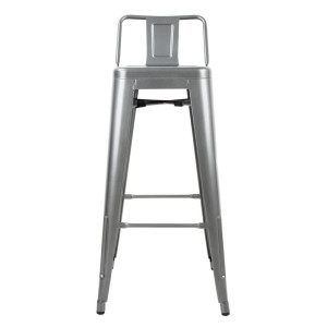 Sgabelli alti in acciaio grigio metallo con schienale - Set di 4 - Bolero
